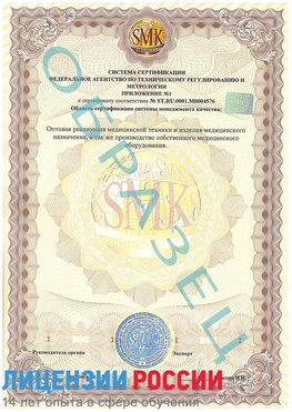 Образец сертификата соответствия (приложение) Лесосибирск Сертификат ISO 13485